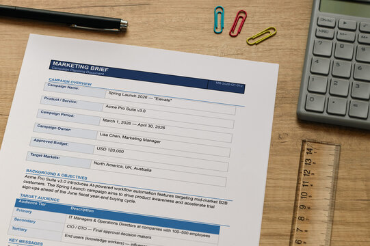 Marketing Brief Mock-Up with Campaign Strategy Details &mdash; essential visual for marketing management articles