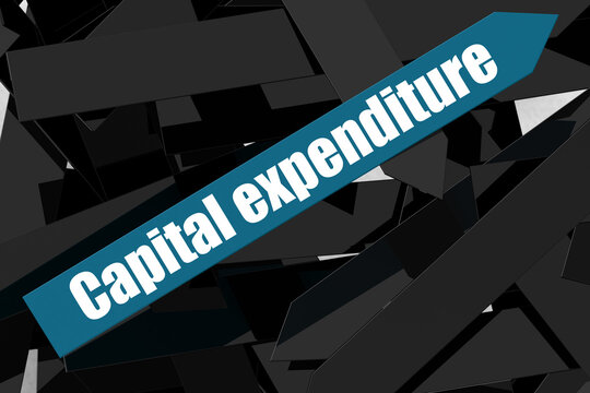 Capital expenditure word on the blue arrow