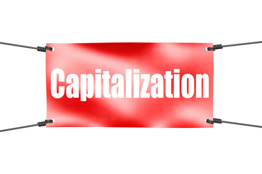 Capitalization word with red banner