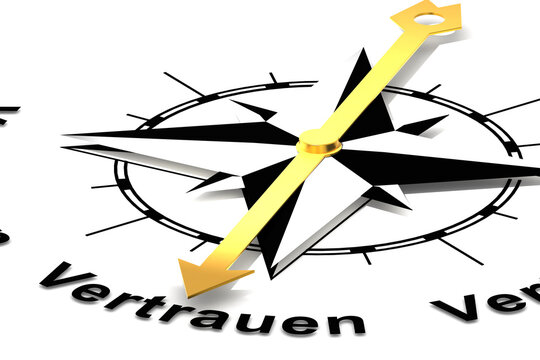 German word Vertrauen, Trust, on the compass
