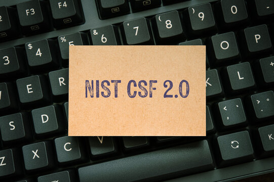 NIST CSF 2.0 Cybersecurity Framework Displayed on Desk &mdash; ideal eye-catcher for corporate security policy posts