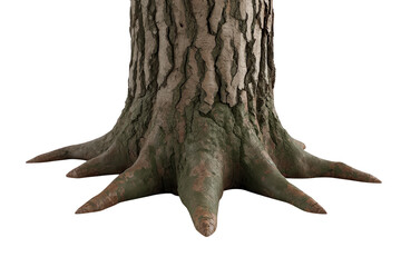 Obraz premium Massive mature tree trunk base with thick exposed radial roots