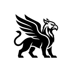 Obraz premium Mythical Griffin Creature Silhouette Isolated