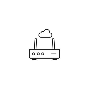 Wi-Fi router cloud line icon for cloud networking and internet connectivity.