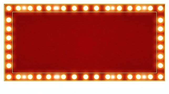 Vintage Marquee Frame with Bright Lights and Red Background