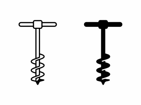 Soil Sampling Auger Icon Set for Construction and Engineering Applications