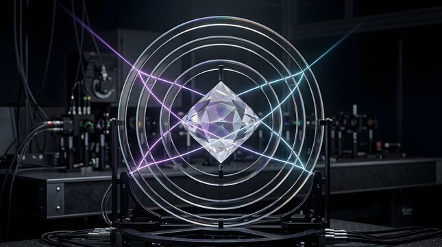 Quantum computing visualization with glowing qubit geometry