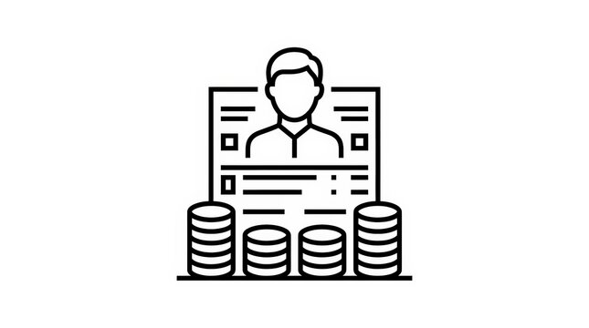 Payroll Management Symbol Icon, Employee Wages, Financial Planning, Business Accounting Illustration