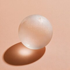 Naklejka premium Geometric frosted glass sphere on pale peach background