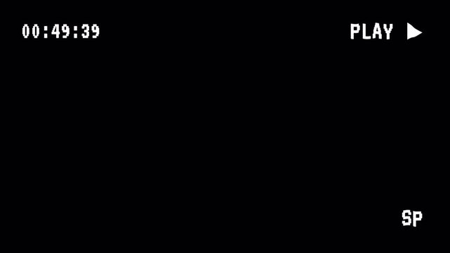 The video player (VCR) displays an animation featuring VHS-style defects and the technical glitches characteristic of old, damaged tapes.