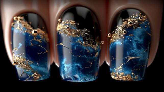 Aesthetic marble nail art design  trendy manicure for weddings or special events and parties