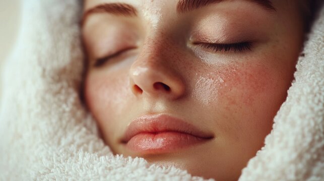 woman resting peacefully with a fresh, radiant complexion generative ai