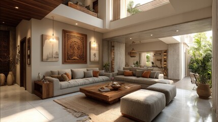 Fototapeta premium Modern Living Room Design in Elegant Home with Natural Light and Contemporary Decor