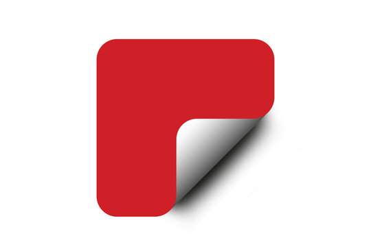 Red page corner curl icon with realistic folded paper effect. Modern document symbol creates a clean 3D paper peel design for files, templates, websites, applications, and digital interfaces. Editable