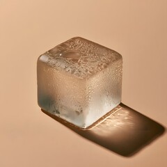 Naklejka premium Single translucent frosted glass block casting a diagonal shadow