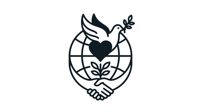 Global Peace and Unity Emblem Line Art