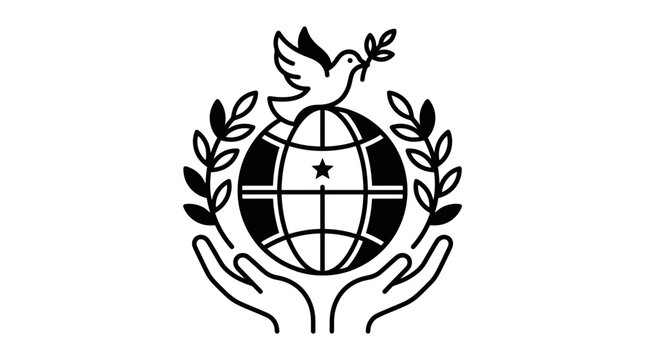 Global Peace Concept Illustration with Hands and Dove