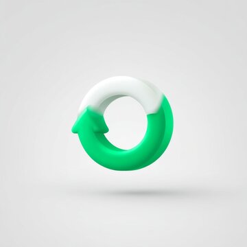 Modern Green and White Circular Arrow Icon Representing Refresh or Recycle Concept in Minimalist Style