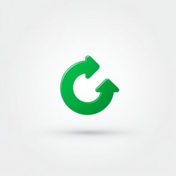 Circular green arrow symbol representing refresh, reload, or renewal concept on a clean and minimalistic background design