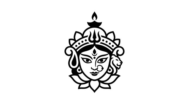 Goddess Durga Face Vector Icon
