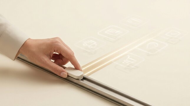 Person holding a knife demonstrating consumer choice in a dynamic decision-making environment with selector on rail