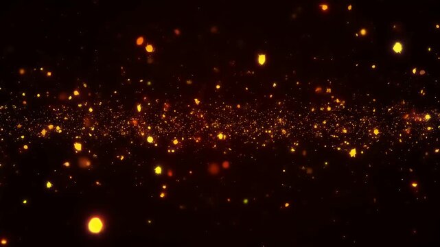 Abstract background featuring glowing orange particles.
