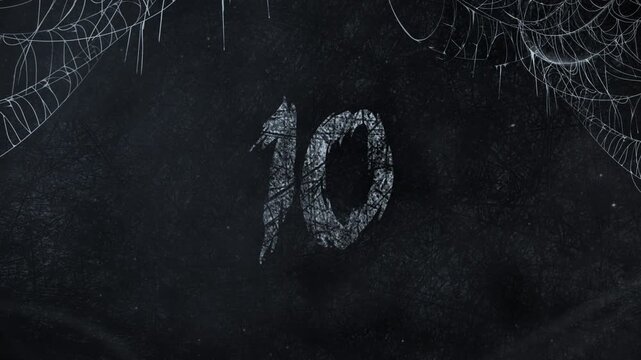 Horror Countdown Number 10 on Dark Halloween Spiderweb Movie Film Scary Trailer Titles Cinematic Openers Intro background