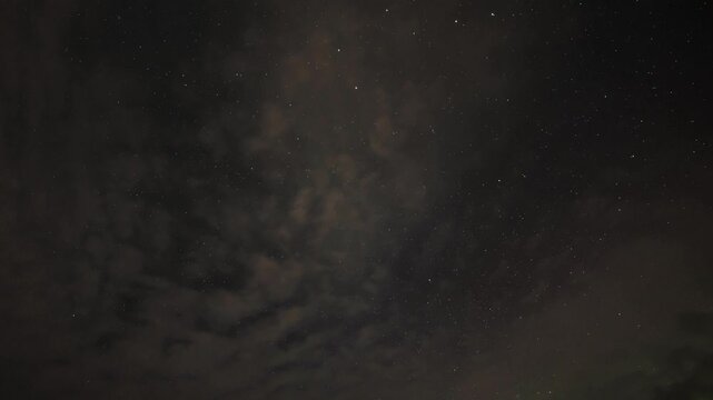 Timelapse of starry night sky full of stars then filling with clouds