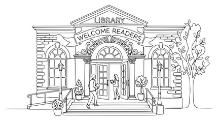 Fototapeta premium Library Building Entrance with 
