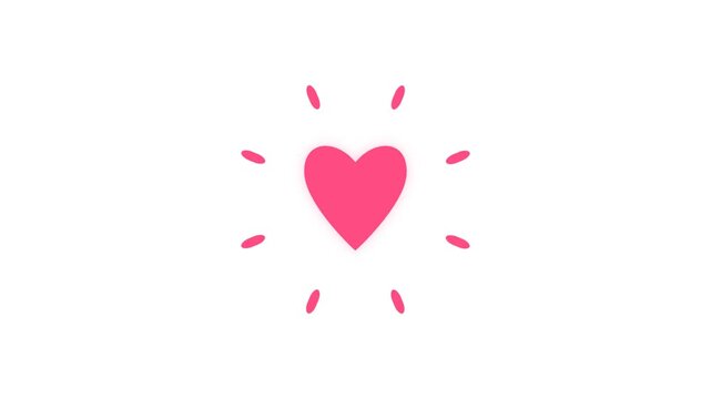 Minimalist Pink Pulsing Heart Icon with Radiating Glow Lines Isolated on White Background Animation