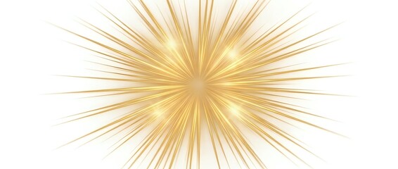 Fototapeta premium Golden radiant starburst with rays extending outward, creating a bright explosion effect. Suitable for backgrounds, overlays, and graphic design projects.