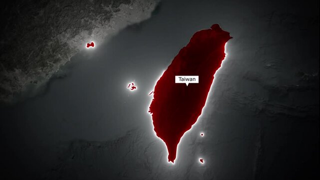 Taiwan Map Animation, Taiwan Location Map with Glowing Border, East Asia Island Geography on Realistic Terrain Background