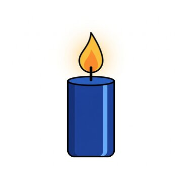 Burning blue candle icon. Stylized wax candle with a bright flame for spiritual concepts.