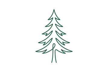 Obraz premium Continuous line art pine tree drawing.