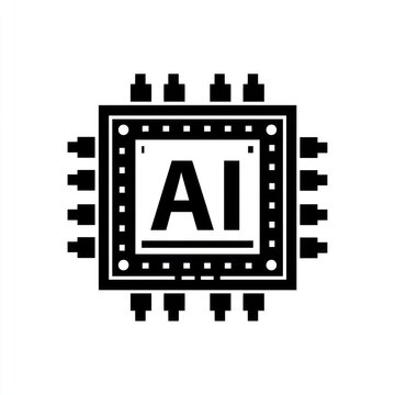 Ai chip icon with pins artificial intelligence technology concept