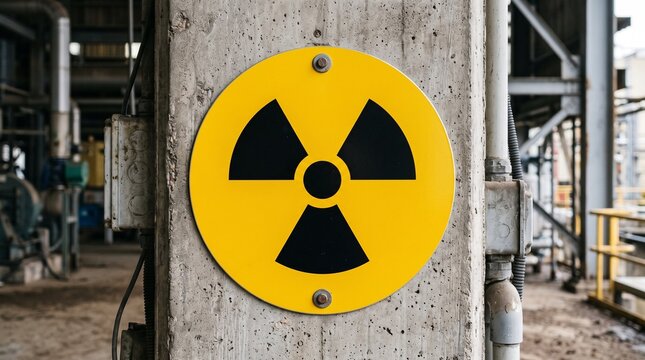 Radiation Warning Sign in an Industrial Power Plant Facility