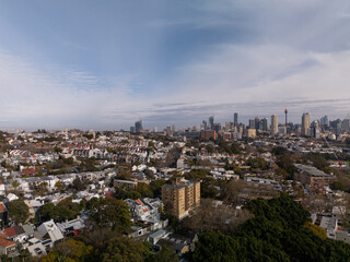 Naklejka premium Paddington aerial view of Sydney CBD 