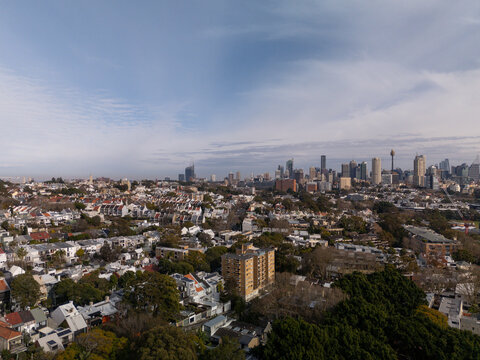 Paddington aerial view of Sydney CBD 