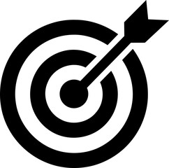 Black target icon with an arrow hitting the center isolated on transparent background © MdAbulBasar