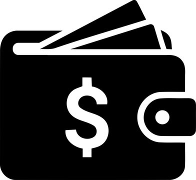 Wallet icon with dollar sign symbol isolated on transparent background