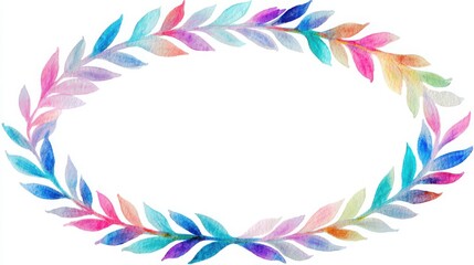 Fototapeta premium Vibrant Watercolor Leaf Frame Design for Creative Projects