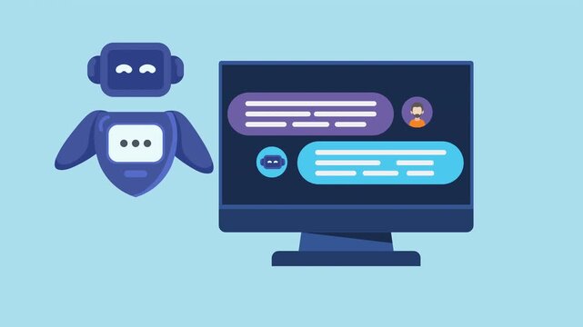 AI Chatbot Communication Flat Design 2d Animation with Alpha Matte