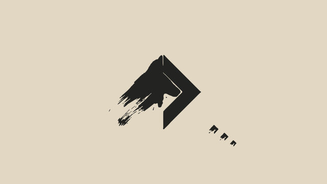 Minimalist arrow logo design featuring rough brush stroke textures for modern corporate branding on a clean light beige vector background