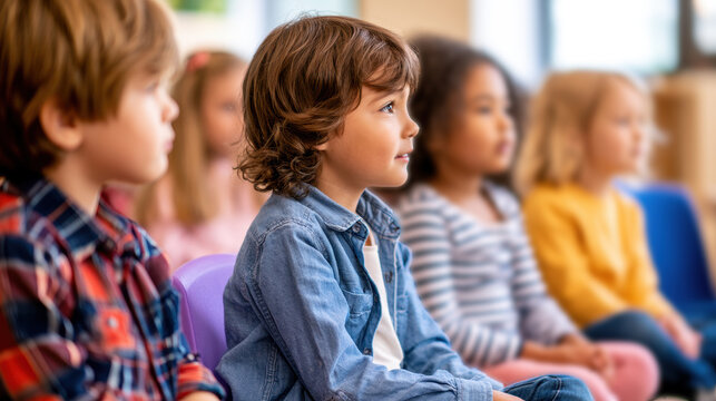 kids in kindergarten attending foreign languages class.