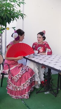 Traditional Spanish Flamenco Festival with Women Dancers, Old Town Streets and Authentic Andalusia Atmosphere