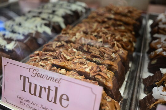 Mackinac Island fudge slices, popular tourist sweets on the island in the summer, upper Michigan