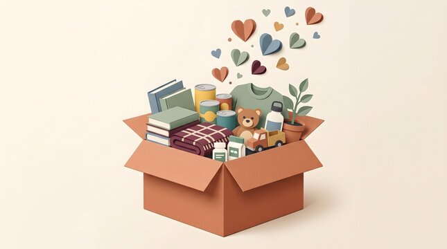 Donation box with hearts