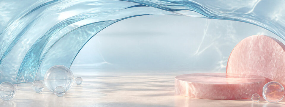 Translucent gel arches and soft bubble reflections &mdash; minimal ultra-wide overview with crop-safe margins