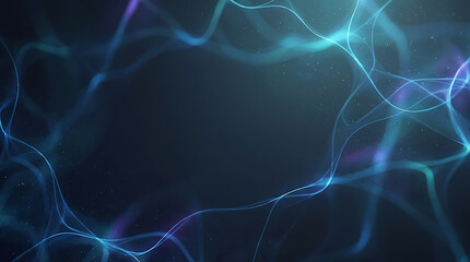 Naklejka premium Abstract technology background featuring flowing glowing light curves and digital particles