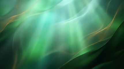 Naklejka premium Smooth green light rays flowing across a dark elegant corporate background